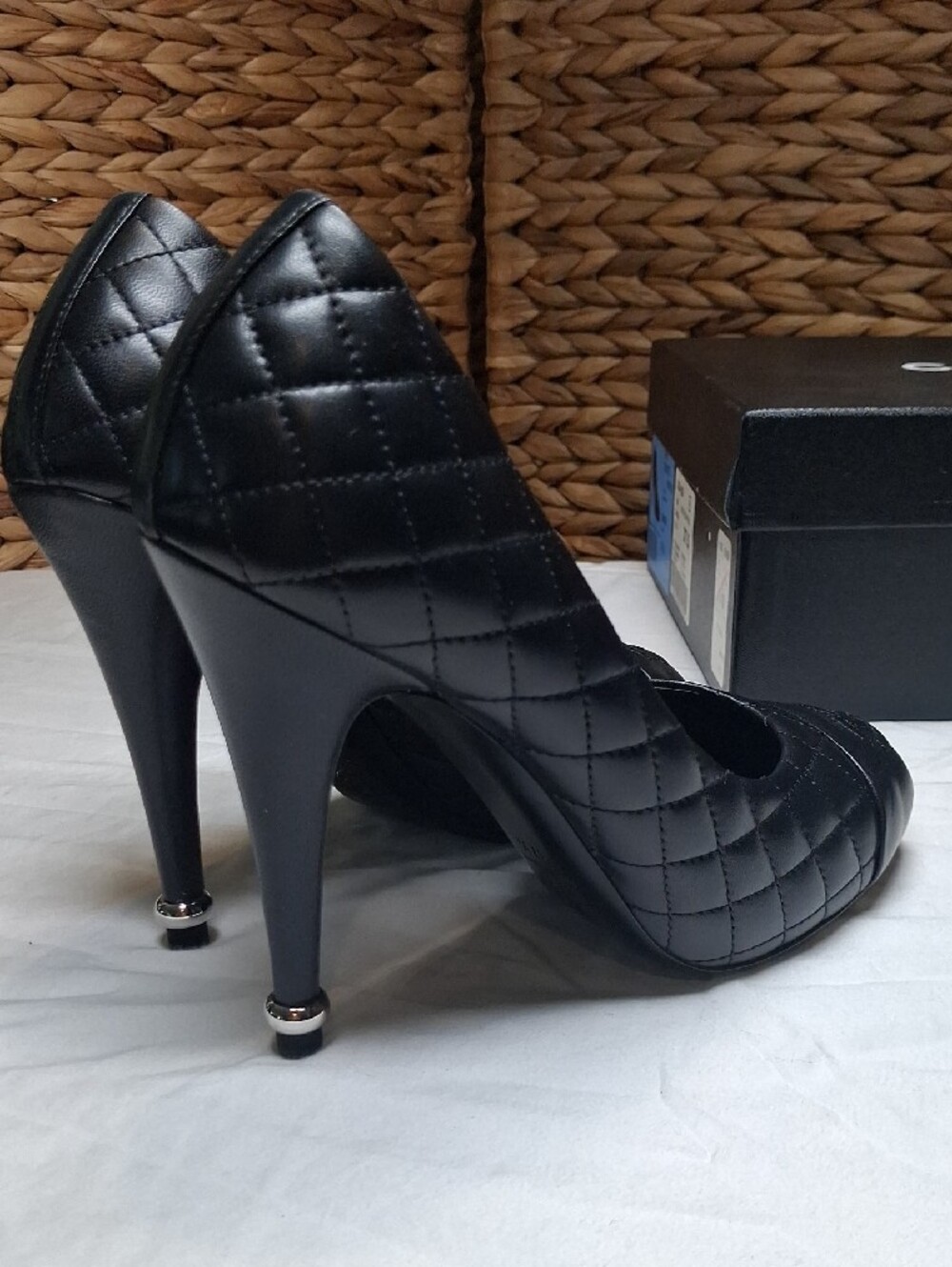 CHANEL Black Quilted Leather CC Cap-Toe Pumps - Picture 2 of 9
